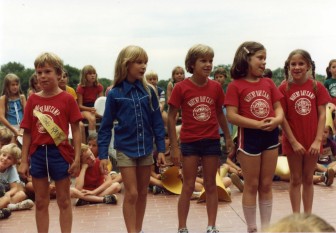 Waveny summer camp. Says Kendra: "I know that's Miles Aronson on my left (on the right looking at the photo).  Don't know why I don't have the same shirt on as everyone else." Contributed photo