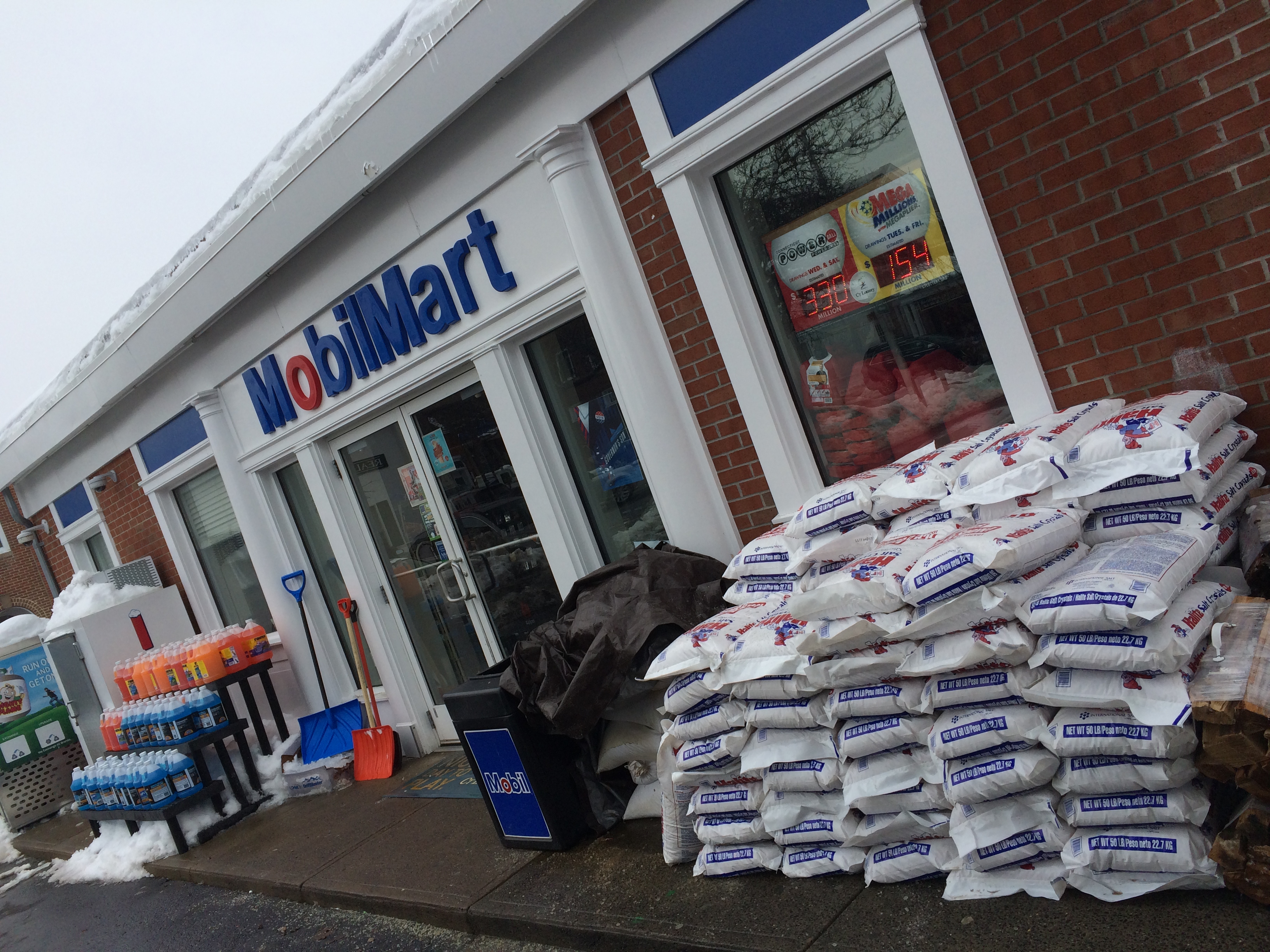 The Mobil Station also is selling rock salt. Credit: Michael Dinan