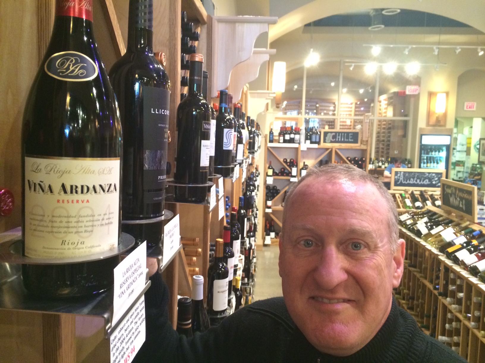Jeff Barbour of New Canaan Wine Merchants with La Rioja Alta Viña Ardanza Reserva Especial 2004. Credit: Michael Dinan