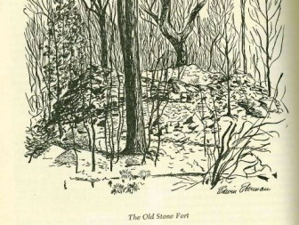 A 1948 illustration of the ruins of Weed's fort.