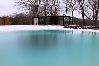 Philip Johnson Glass House in winter. Credit: Terry DInan