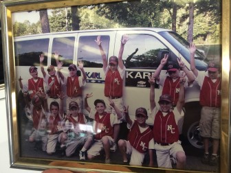 Here we're looking at a recent New Canaan Baseball team, sponsored by Karl Chevrolet. Kids' names provided by Michael Chen (thanks very much). Question mark where we're not totally sure. Back Row:  Tucker Radecki?, Steven Valente, George Wells, Trey Baur, Willie Burger, and Tommy Worcester. Front Row: Jeffrey Chen, Steven Valente, Dan Rajkowski, Casey Ouellette, Grady Amrhein?, Andrew Casali. Missing (Ned Galluzzo) from 2008 team that came in 2nd in the country after winning the Cal Ripken New England Regional Championships.
