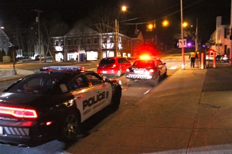 Park and Elm Streets in New Canaan on March 27, 2014, after a woman crossing Park was struck by a car. Credit: Terry Dinan