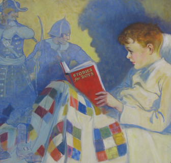 "Stories for Boys and Girls" by Ralph Lewis Nelson. This mural hangs at East School.