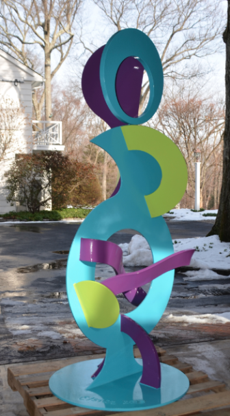 Visitors to "Spectrum/Sustainable Art Show" will be greeted in the courtyard by two monumental sculptures by Carole Eisner, who is based in New York and Weston.  Here's "Chiara." Photo courtesy of the Carriage Barn Arts Center