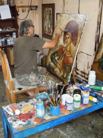 Carlos Guzman at work in his studio. Contributed photo