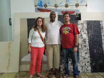 Terri and Steven Certilman with painter/installation artist Roberto Diago. Contributed photo