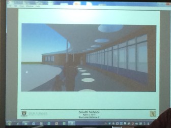 One rendering of how proposed windows would look, from Hamden-based Silver/Petrucelli + Associates, at the April 3, 2014 South School Building Committee meeting.