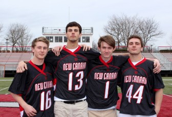 New Canaan lacrosse captains (l-r) Harry Stanton, Seth Neeleman, Trent Nader and Teddy Bossidy.