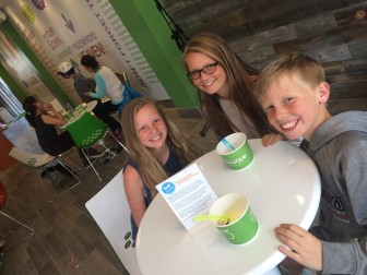 New Canaanites Lucy (Saxe 7th-grader), Courtney (NCHS freshman) and Charlie Coutts (East School 4th-grader) said they enjoyed their time at Peachwave on Saturday. 