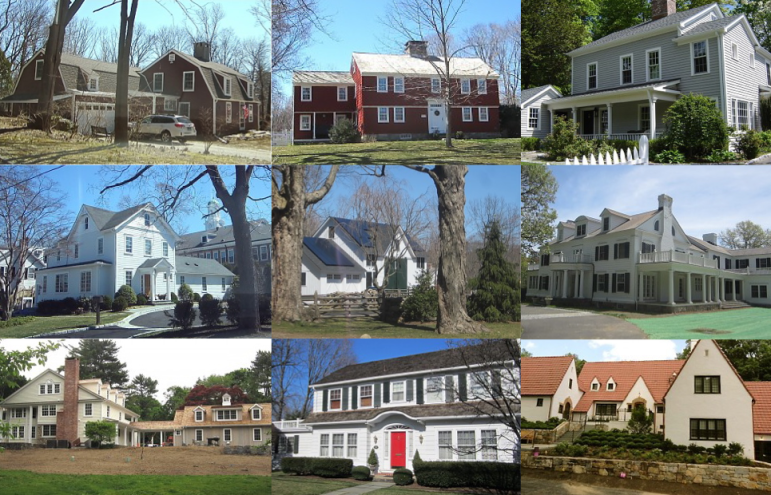 Here are nine past winners of awards from the New Canaan Preservation Alliance. The nonprofit from 4 to 6 p.m. this Sunday, May 4 is holding its ceremony—free and open to the public, though RSVPs are required (email rsvp@newcanaanpreservationalliance.org). Clockwise from top-left and finishing in the center: 533 Weed Street built circa 1720, Colonial Period; 453 Carter Street built in 1734, Colonial Period; 216 White Oak Shade built in 1840, Greek Revival Period; 144 South Avenue built in 1900, Queen Anne Style; 122 White Oak Shade Barn built in 1910, Colonial Revival Style; 390 Oenoke Ridge built in 1920 with 1900 Barn/Stable, Colonial Revival Style; 425 Oenoke Ridge built in 1746, 1852, and c1900; 228 South Avenue built in 1929; and 208 Valley Road built in 1927 designed by Alfred Mausolff.