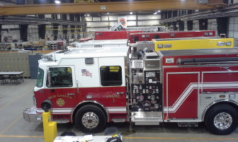 Here's the new pumper for the fire department, being built right now in Marion, Wisconsin. It's arriving Thursday, officials say. Contributed photo