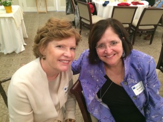 Judy Neville and Kathleen Corbett were in attendance for the League of Women Voters of New Canaan's luncheon on May 16, 2014, featuring Sen. Chris Murphy. Credit: Michael Dinan