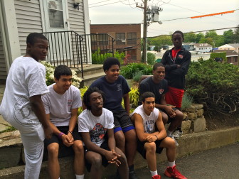 The ABC House of New Canaan's student residents, for the 2013-14 academic year, L-R: Rajon Mitchell, Chris Roman, Osaze Wilson, Myles Henderson, Brian Maccalla, Chris Andrews and Kwaku Gyasi. Credit: Michael Dinan 
