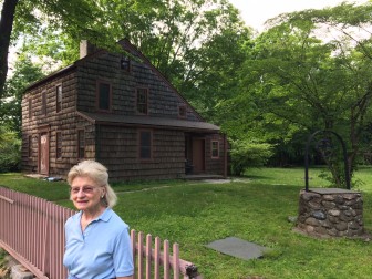 Mimi Findlay of the New Canaan Preservation Alliance at 8 Ferris Hill Road, a 1735 home whose future concerns the the nonprofit organization. Credit: Michael Dinan