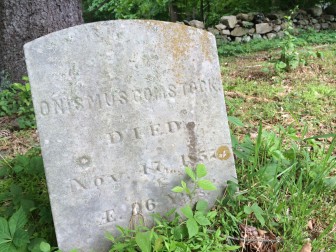 Final resting place of Onesimus Comstock, born into slavery in New Canaan in 1761 and said to be the last living slave in Connecticut. He's buried at Canoe Hill Cemetery (off of Laurel Road). Credit: Michael Dinan