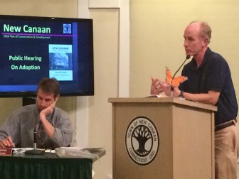 Mark Noonan speaks at the June 3 meeting of the Planning & Zoning Commission. Credit: Michael Dinan
