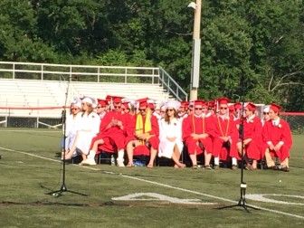Student section during the New Canaan High School graduation ceremony on June 17, 2014. Credit: Michael Dinan