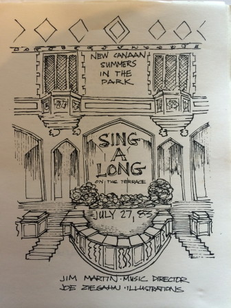 Here’s a program from one very popular installment of the 1983 Waveny Summer Concert series, a sing-a-long collaboration between Jim Martin (music director) and Joe Ziegahn, Sr. (illustrations). (Zieghan's son Joe Jr. is a 1993 NCHS graduate and also a very talented artist.)