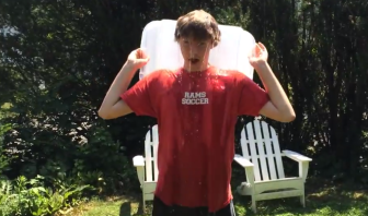 Alex Hutchins, our summer intern, participates in the ALS Ice Bucket Challenge. 