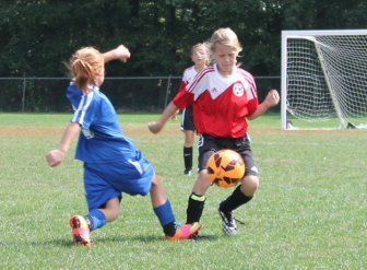 New Canaan U9 Girls Red soccer team downed Darien. Contributed photo