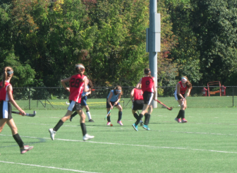 The 8th grade Youth Field Hockey Red team's Campbell Connors (#3) fights to get ball from Fairfield with players in position to attack the goal. Also pictured: #7 Katie Cutler, #45 Sarah Murphy, #28 Catherine Bopp and #9 Sadie Seelert. Contributed photo