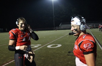 Co-captains Zach Allen and Alex LaPolice had a lot to smile about Friday night vs. Bassick. (Terry Dinan photo)