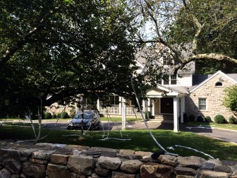 A home on Ponus Ridge, not far from Davenport, was "TP'd" overnight Sept. 1 to Sept. 2. Officials are calling it the good-natured tradition that some varsity sports teams have, and that permission from participating families is sought in advance. Credit: Michael Dinan