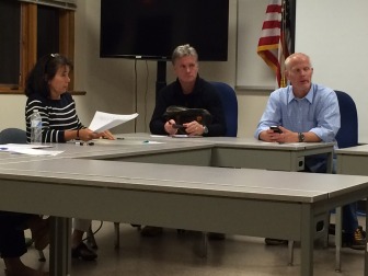 Sally Campbell, Jay Egan and Ben Sibbett at the Sept. 15 meeting of the Youth Sports Committee. Credit: Michael Dinan