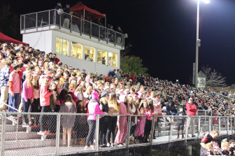 Pink-out for the Rams student section. Credit: Terry Dinan