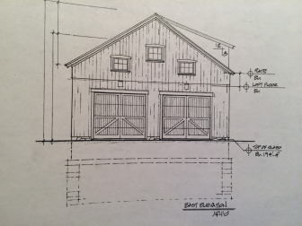 A sketch of the barn planned for 70 Barnegat Road, submitted to the town. 