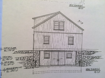 A sketch of the barn planned for 70 Barnegat Road, submitted to the town. 