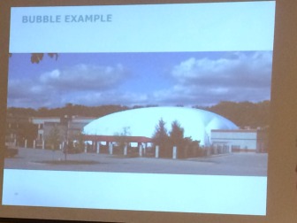 An example of a pool "bubble" from the New Canaan YMCA's Oct. 8 presentation to the Park & Recreation Commission. 