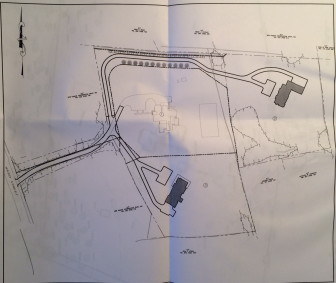 The site plan for the Weed Street property that includes a conservation easement (now granted, see it along the northern edge) desired by open space advocates for what they call a "greenway"—in this case, a proposed new walk-able loop from Oenoke Ridge Road, through Nature Center and Land Trust property, to Weed Street in the area of Irwin Park. 