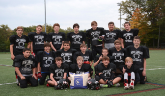 Sitting (l-r): Kyle Russell, AJ Eason, Robert Evans, Dean Ciancio Kneeling (l-r): Bailey Williams, Luke McPhillips, Zach Boland, Dylan McDonald, Zach LaPolice, Alec Kazlauskas and Andrew Morse Standing (l-r): Luke Morton, TIghe Hoey, Jack Anderson, Theo Kammerer, Alex Gibbens, Will Pirrone and Matthew Rigione missing from picture - Jack Finnigan, Joe McClain, Alessio Pantaleo, Charlie Knight and Coaches Adam Morton, Denis LaPolice, Bob Evans and Chris Ciancio. Credit: Rachel McDonald 