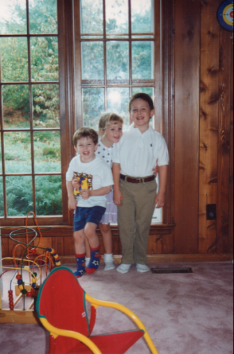 New Canaan's Grayson Cordes, left, with siblings Morgan and Byron, ca. 1999. Contributed
