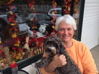 Shirleen and Oreo Dubuque at Village Critter Outfitter on Oct. 29, the day before the longtime New Canaan business closes. Credit: Michael Dinan