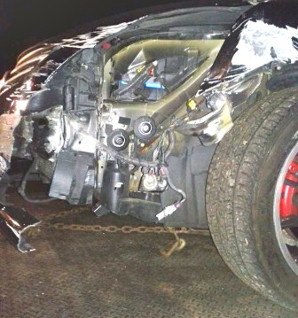 Here's the front end of the Nissan post-crash. Contributed photo