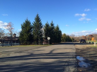 Plenty of Waveny visitors end up walking along this access road down toward Lapham Community Center, which can get very busy with motor vehicle traffic. Part of the Rec Department's FY 2016 capital requests includes $50,000 for Waveny trail resurfacing—a proposal to install a dedicated pedestrian footpath off of this road among them. Credit: Michael Dinan