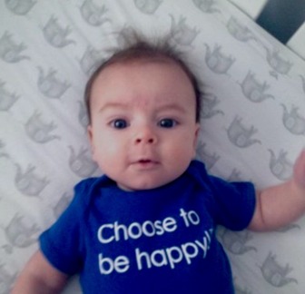 A small-size Choose To Be Happy shirt. Contributed