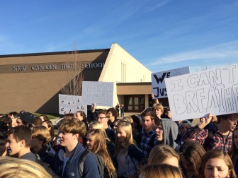 New Canaan High School students protest the grand jury's decision not to indict in the case of Eric Garner, Dec. 4, 2014. Credit: Michael Dinan