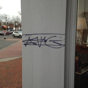 Here's the indecipherable bit of graffiti found in downtown New Canaan this week. Contributed photo