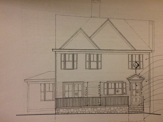 Here's the proposed rear elevation at 35 Main St. Specs by Steven Adams Architects LLC of Newtown