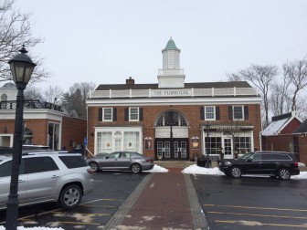 New Canaan Playhouse on the morning of Jan. 26, 2015, as the blizzard approaches. Credit: Michael Dinan