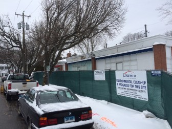 A new artisanal marketplace is planned for 75 Pine St. Here's the space, with the old dry cleaners building slated for demolition, on Feb. 10, 2015. Credit: Michael Dinan
