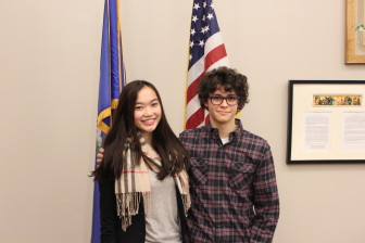 New Canaan High School seniors Veronica Ma and Charles Sosnick, Connecticut's 2015 delegates to the prestigious United States Senate Youth Program. Contributed