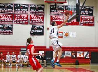 Tyler Sweeney with a layup. Credit: Terry Dinan