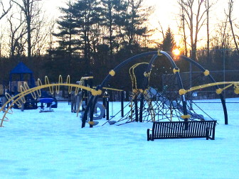 East School playground on Feb. 23, 2015. Credit: Andrea Dinan (this it turns out is not the playground getting new equipment but I want to thank my sister-in-law for getting there before sundown to snap this photo)
