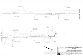 Preliminary engineering plan for Weed Street sidewalk (blown up in PDF below). Courtesy of the New Canaan Department of Public Works