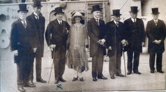The caption on this photo says it's the President and Mrs. Coolidge and the "American delegates to the conference on board the Texas on their arrival in Havana."